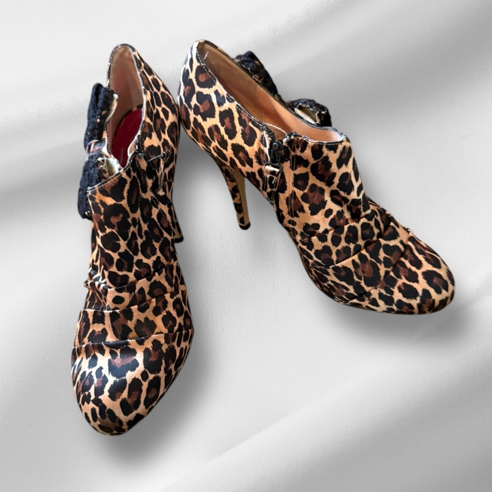 Betsey Johnson Animal Print Heels with Bows